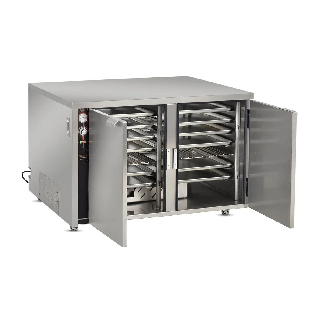 FWE TS-1633-28 2-Door Heated Pizza Cabinet, 28 16" Pans/18" Boxes, 14 18"×26" Trays, Stainless Steel