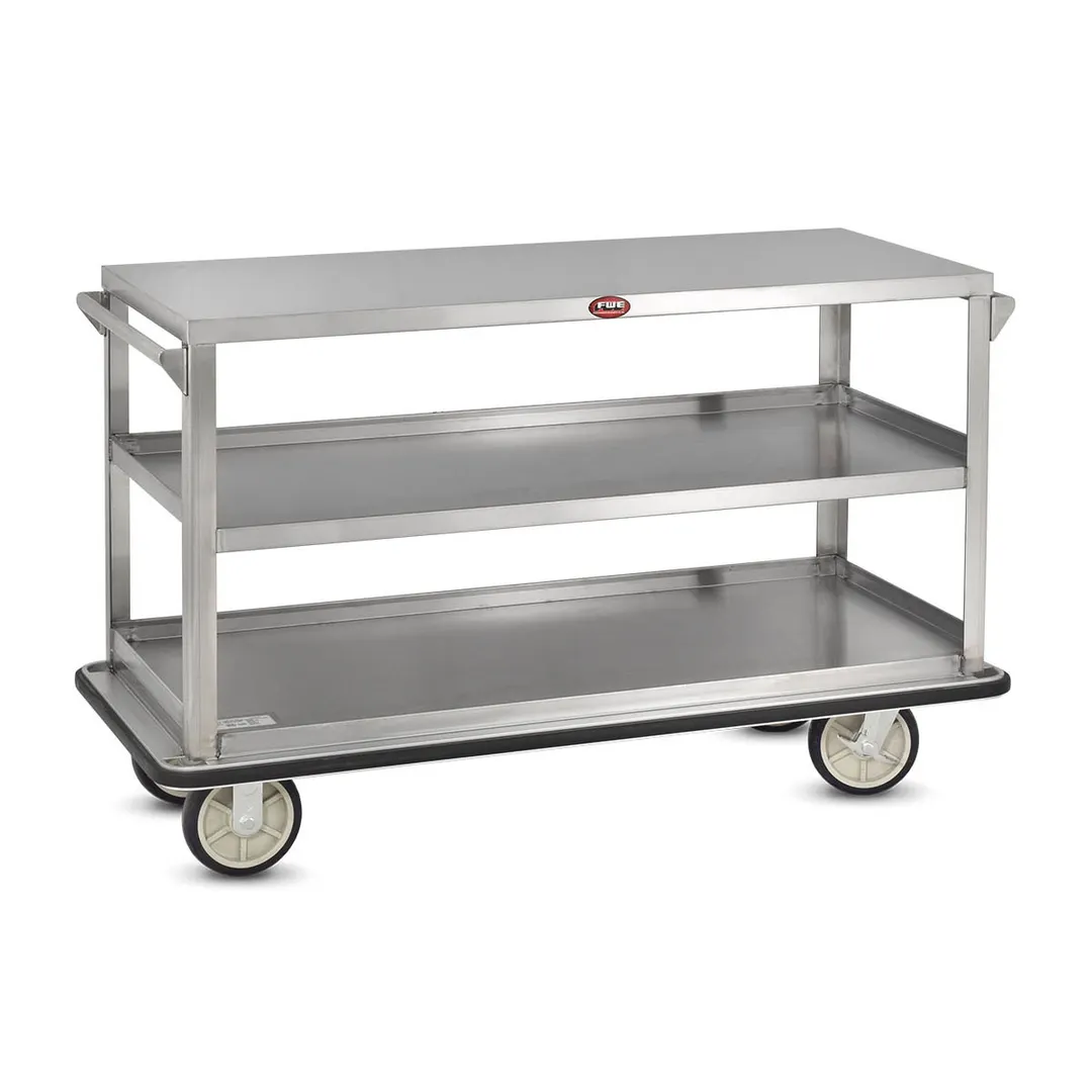 FWE UCU-312 Stainless Steel Queen Mary Banquet Cart w/ 3 Shelves, 12" Spacing