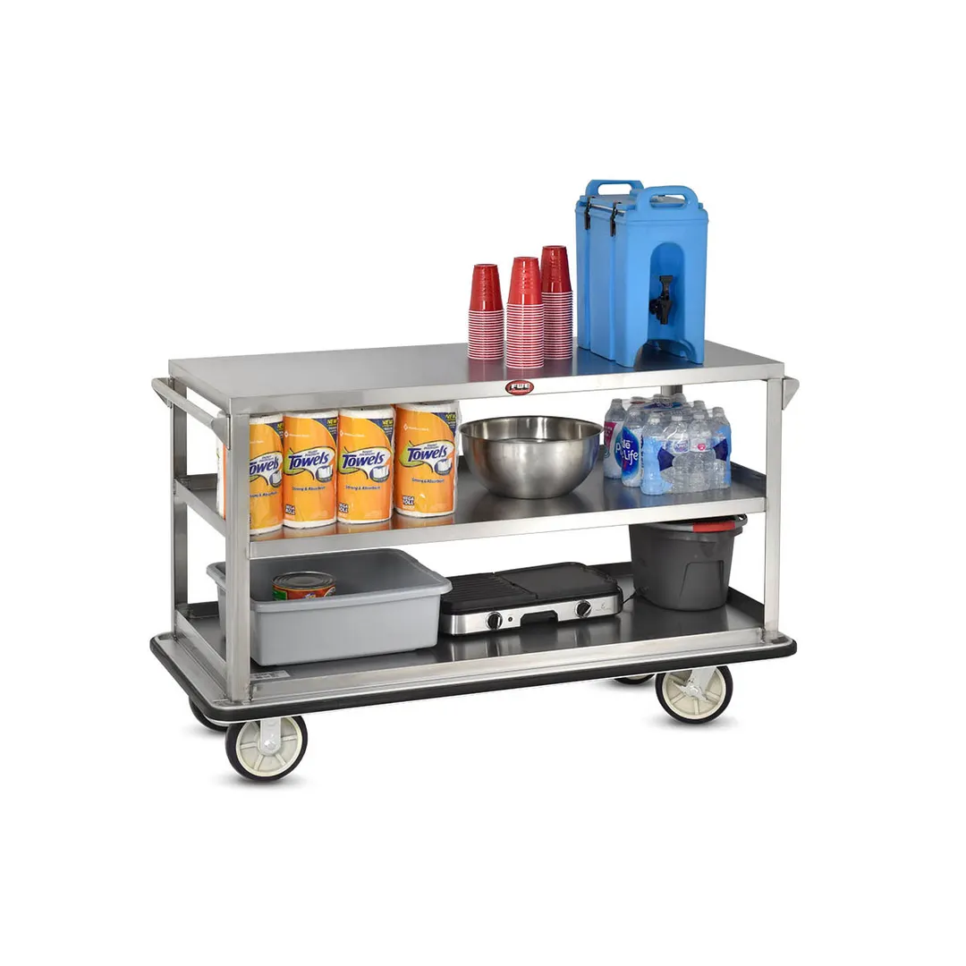FWE UCU-312 Stainless Steel Queen Mary Banquet Cart w/ 3 Shelves, 12" Spacing