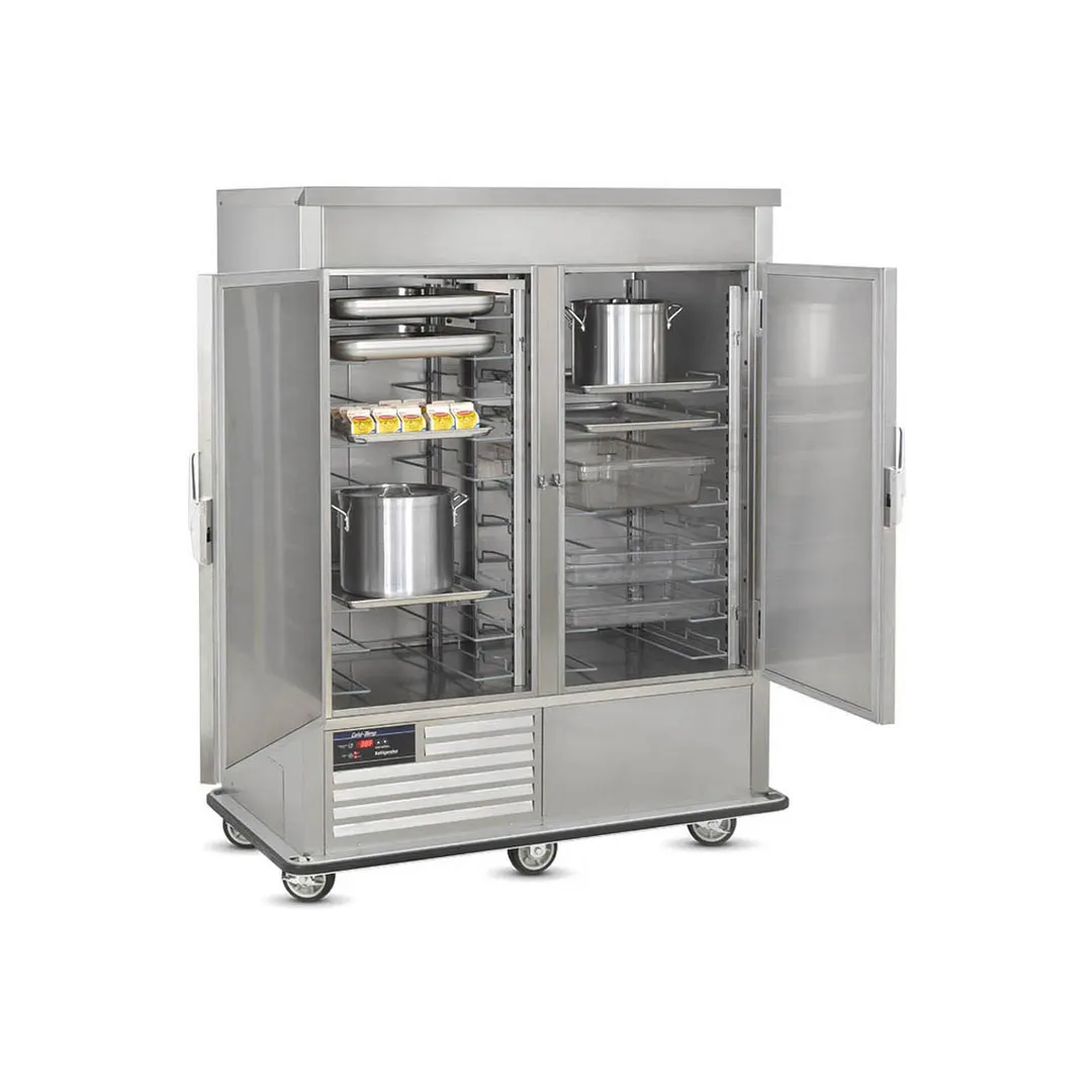 FWE URS-20-GN 2-Section 2-Door Refrigerated Cabinet, 96-120 Capacity, SS, 33°-38°F, Mobile 6" Casters