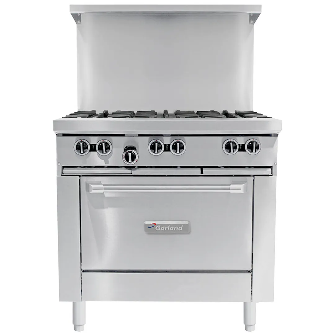 Garland US Range G36-6R 36"Gas Restaurant Range w/ (6) Open Burners, (1) Standard Oven, 236.000 BTU