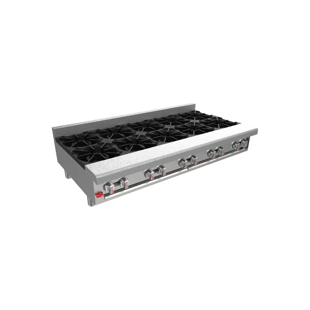 Venancio USA G60CT-60B 60" Countertop Heavy Duty Gas Hotplate with (10) Burners, Manual Control, 220.000 BTU