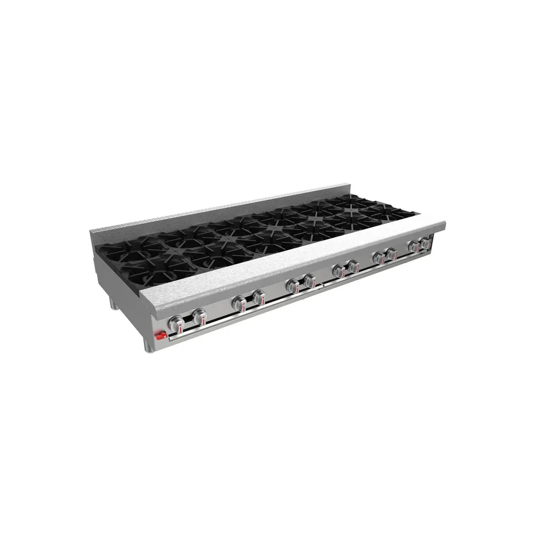 Venancio USA G72CT-72B 72" Countertop Heavy Duty Gas Hotplate with (12) Burners, Manual Control, 264.000 BTU
