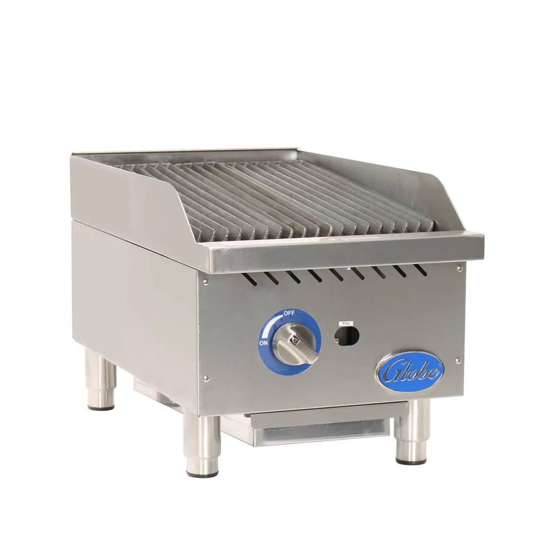 Globe GCB15G-RK 15" Countertop Gas Lava Rock Charbroiler w/ (1) Burner, 40.000 BTU