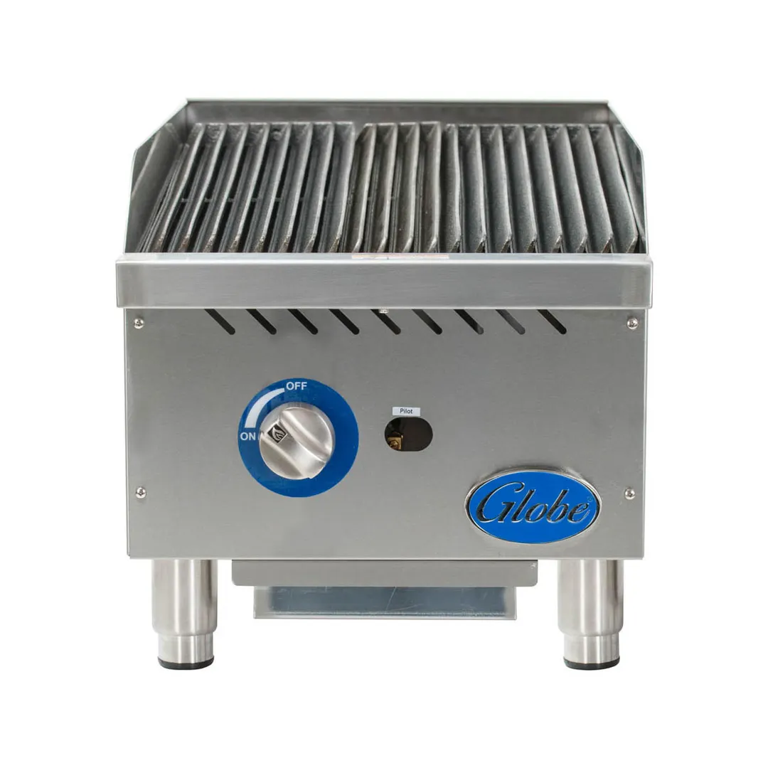 Globe GCB15G-SR 15" Countertop Gas Charbroiler w/ Stainless Steel Radiant, (1) Burner, 40.000 BTU
