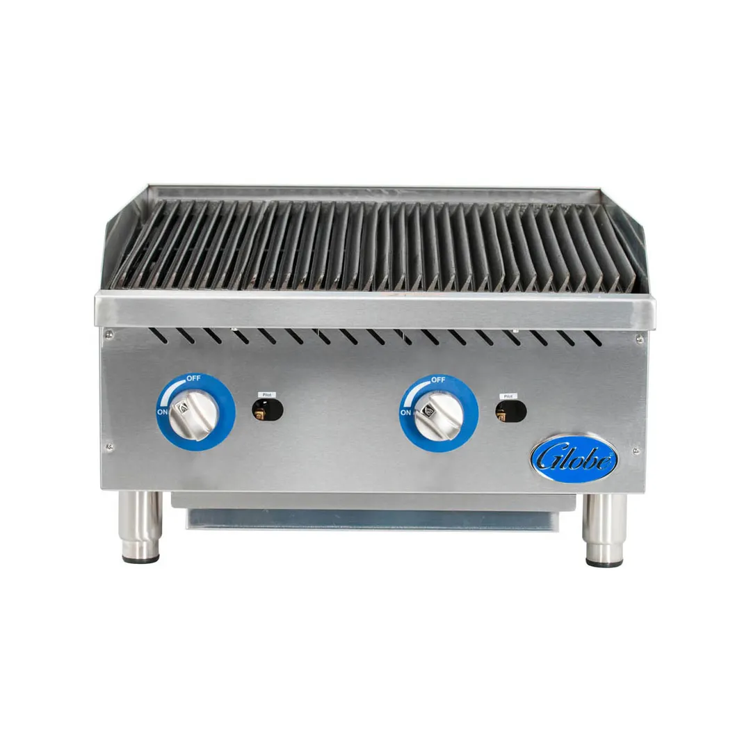 Globe GCB24G-CR 24" Countertop Gas Charbroiler w/ Cast Iron Radiant, (2) Burners, 80.000 BTU