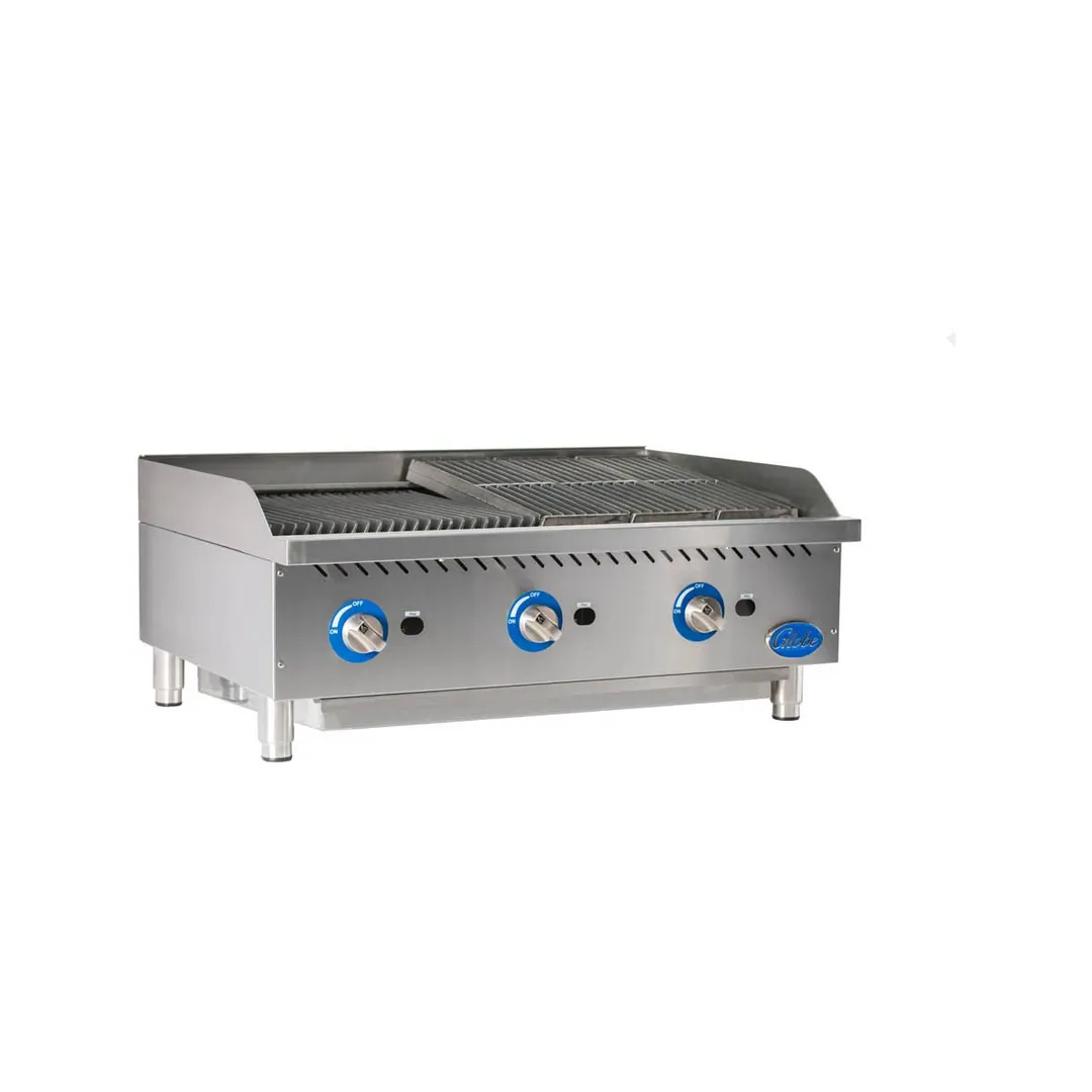 Globe GCB36G-CR 36" Countertop Gas Charbroiler w/ Cast Iron Radiant, (3) Burners, 120.000 BTU