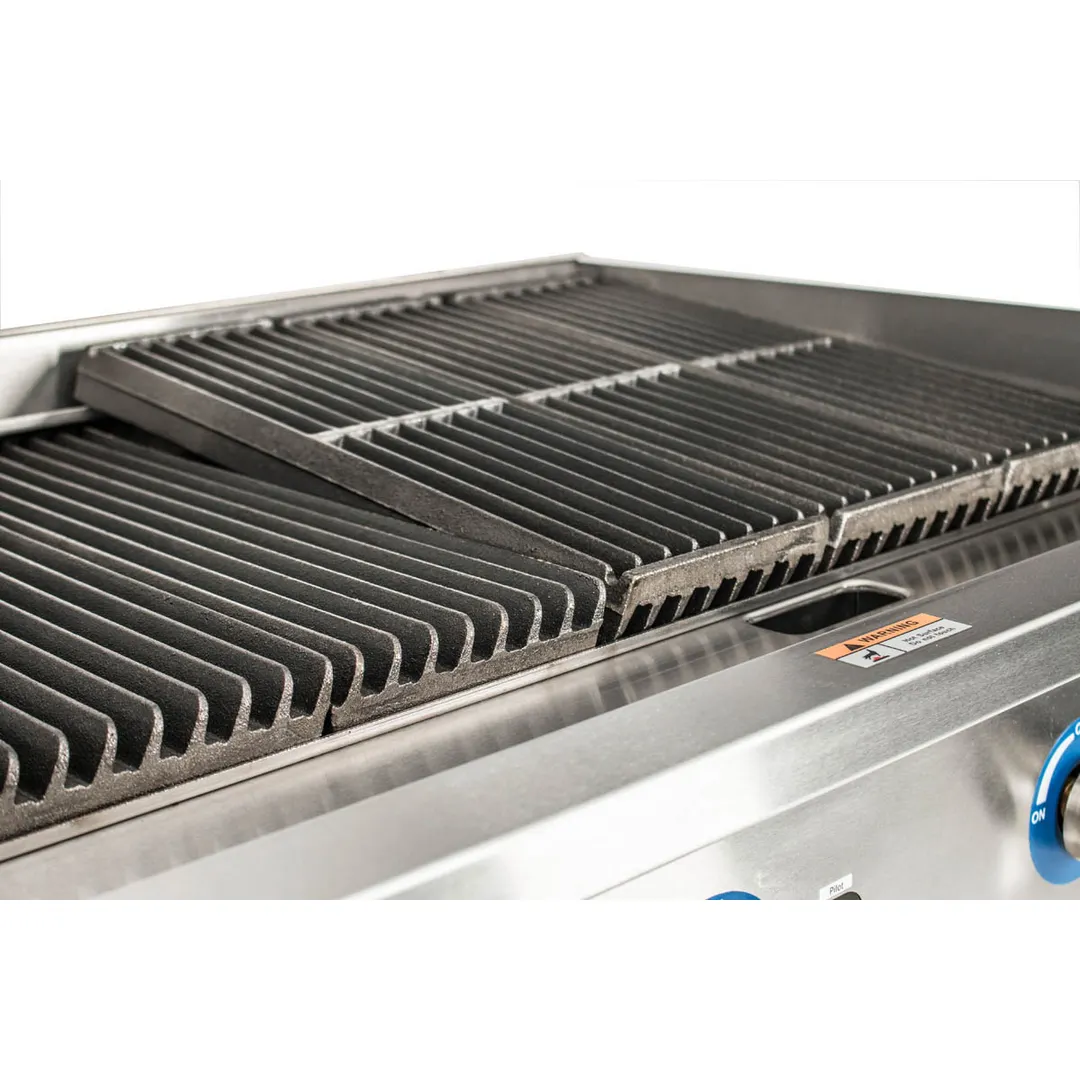 Globe GCB36G-RK 36" Countertop Gas Lava Rock Charbroiler w/ (3) Burners, 120.000 BTU
