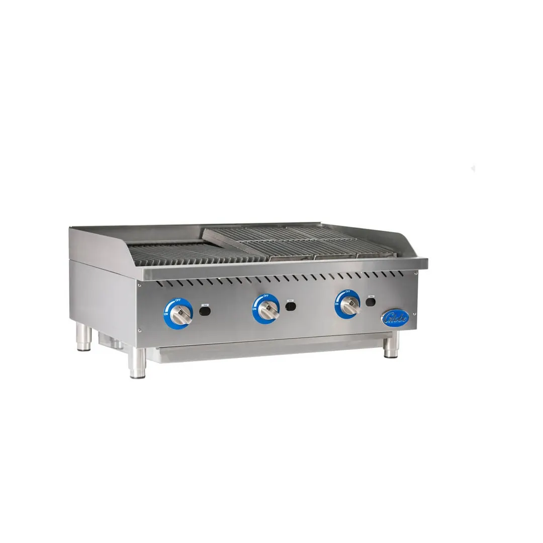Globe GCB36G-SR 36" Countertop Gas Charbroiler w/ Stainless Steel Radiant, (3) Burners, 120.000 BTU