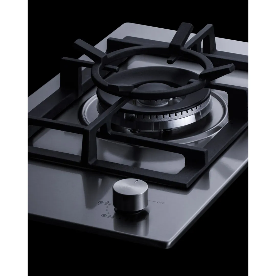 Summit GCJ1SS 12" Built-In Gas Cooktop/Hotplate with (1) Burner, Stainless Steel Surface, 15.000 BTU