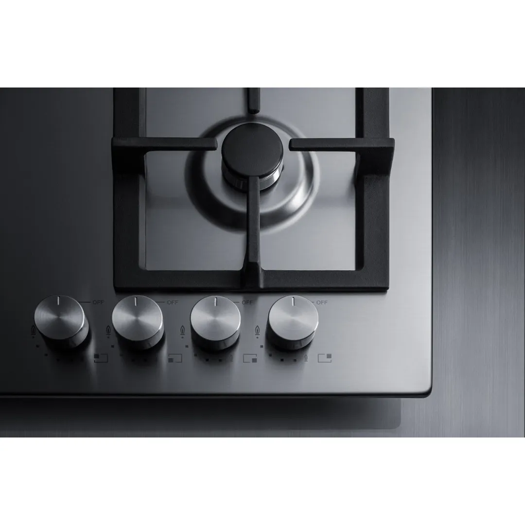Summit GCJ4SS 24" Built-In Gas Cooktop/Hotplate with (4) Burners, Stainless Steel Surface, 25.400 BTU