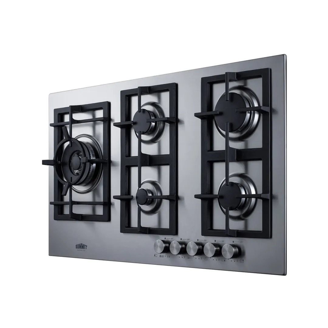 Summit GCJ536SS 34" Built-In Gas Cooktop/Hotplate with (5) Burners, Stainless Steel Surface, 40.700 BTU