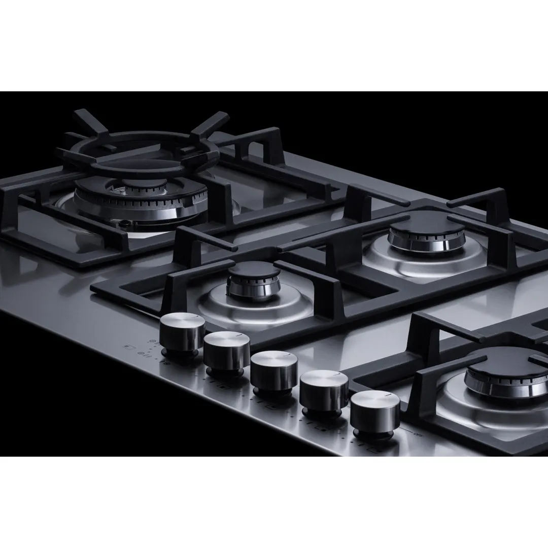 Summit GCJ536SS 34" Built-In Gas Cooktop/Hotplate with (5) Burners, Stainless Steel Surface, 40.700 BTU