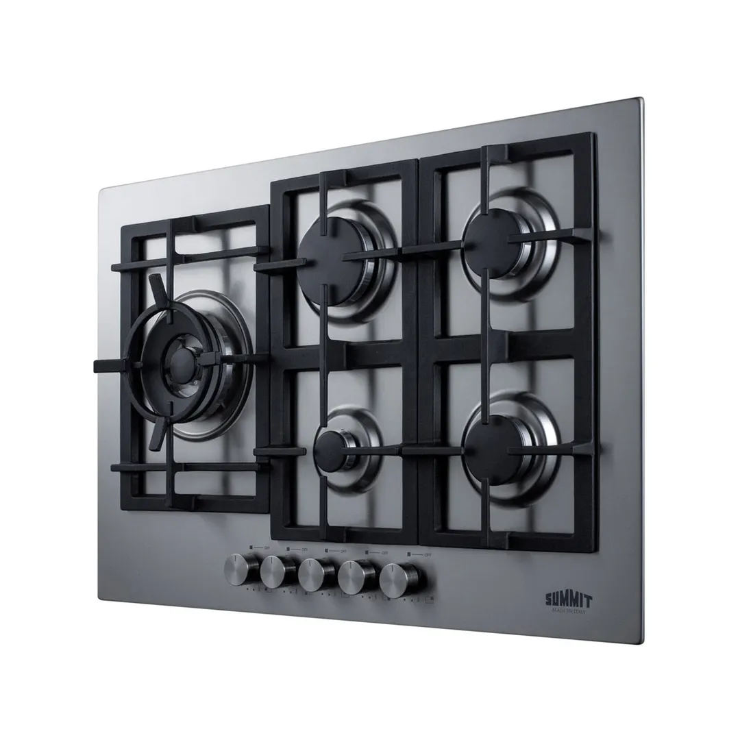 Summit GCJ5SS 29" Built-In Gas Cooktop/Hotplate with (5) Burners, Stainless Steel Surface, 38.100 BTU