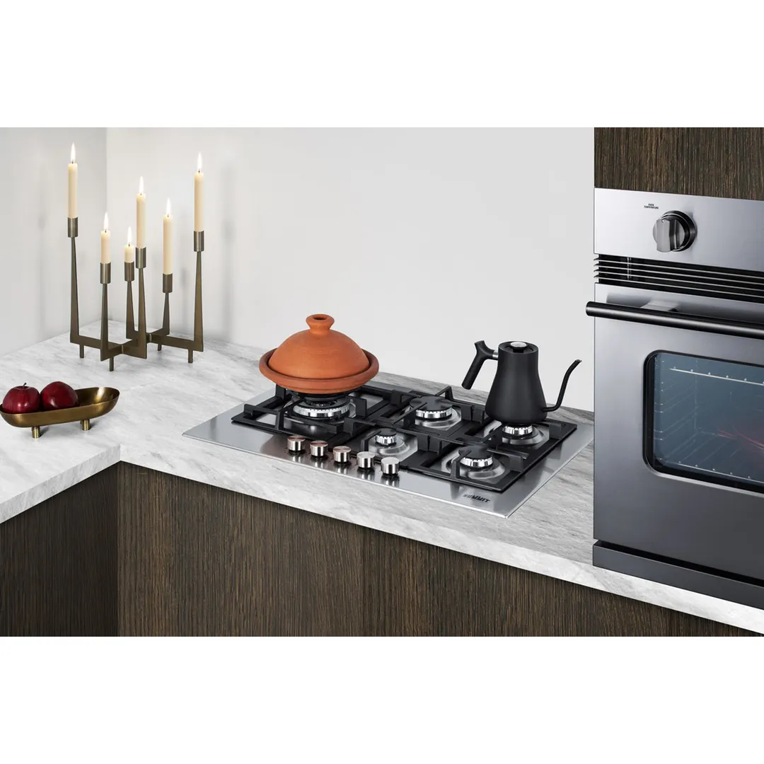 Summit GCJ5SS 29" Built-In Gas Cooktop/Hotplate with (5) Burners, Stainless Steel Surface, 38.100 BTU