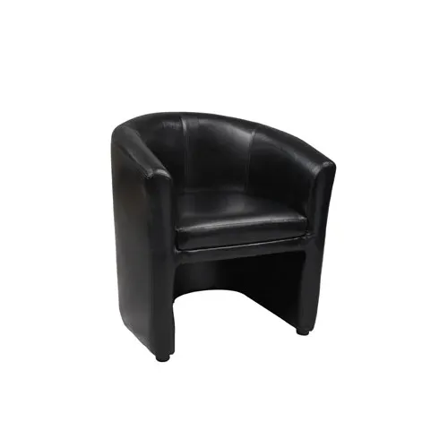 G & A 1010 Lounge Arm Chair, Curved Wrap Around Upholstered Back, Black Vinyl Upholstery