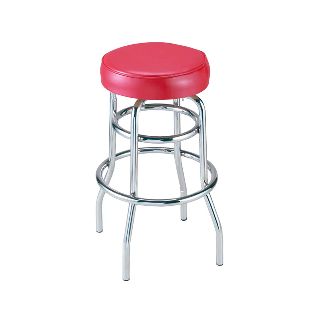 G & A 142 Classic Swivel Bar Stool – 30" Backless, Vinyl Padded Seat, Chrome 18‑Gauge Steel Frame, Glides