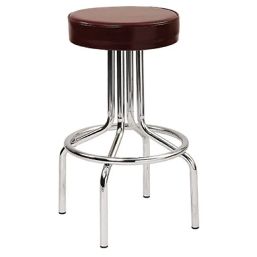 G & A 1447 Swivel Bar Stool, 30" Height, 14" Seat, Backless, Vinyl, Chrome Frame, 18‑Gauge Steel, Glides