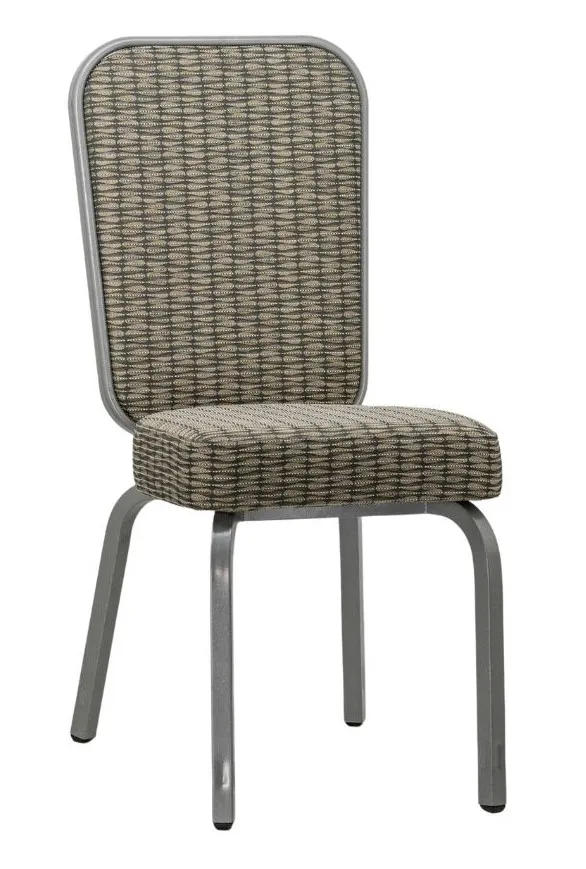 G & A 2503-AL COM/GR4 Tatum Banquet Chair, Stacks 10 High, Upholstered Flex Back, 12 Gauge Aluminum