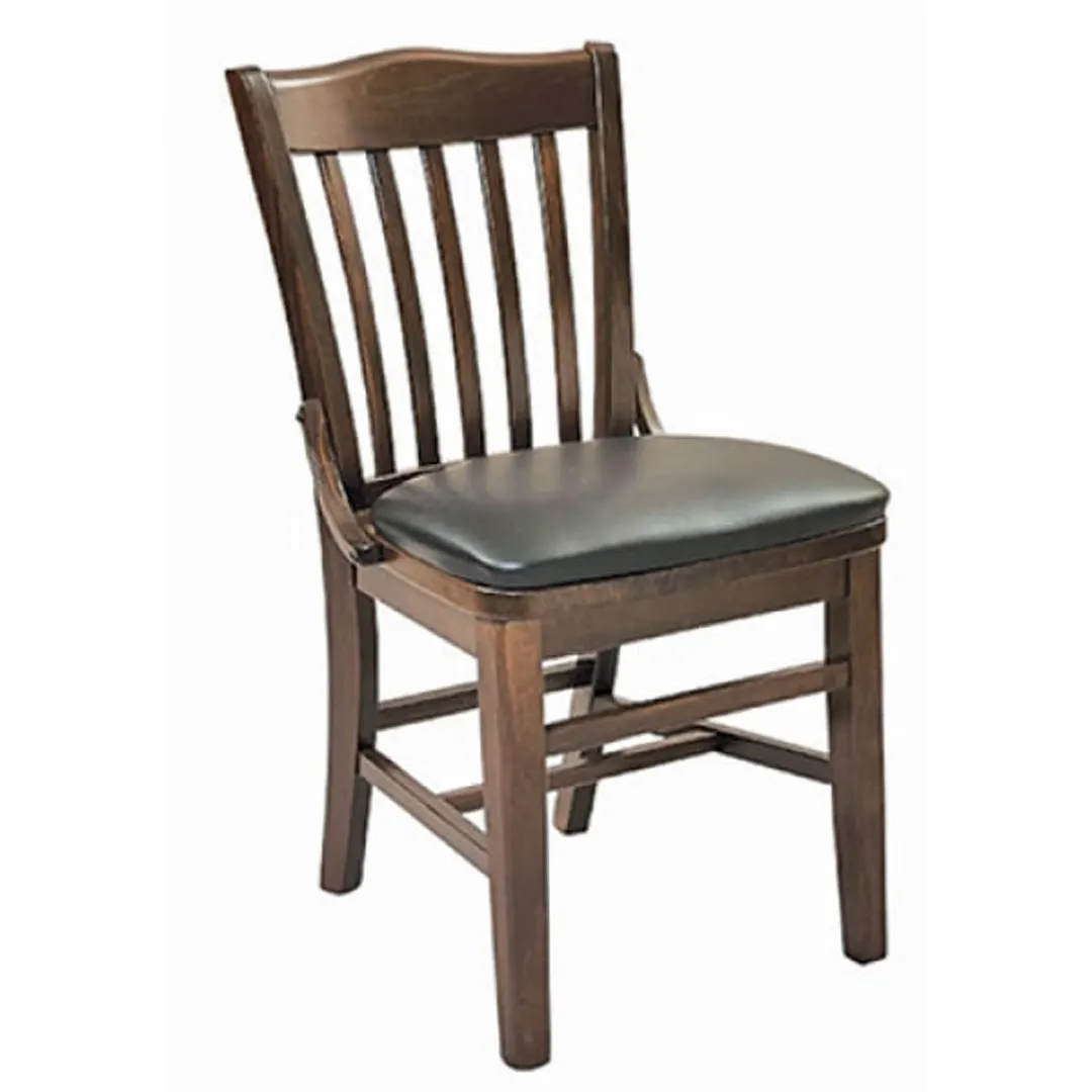 G & A 3809PS Indoor Schoolhouse Side Chair with Slat Back and Padded Seat, Beechwood Frame