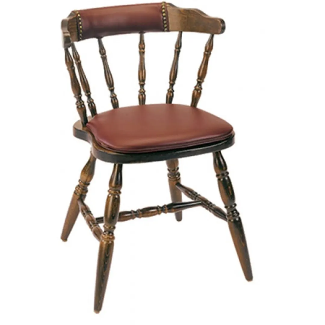 G & A 3850FP Indoor Colonial Side Chair with Spoke Back and Padded Seat, Beechwood Frame