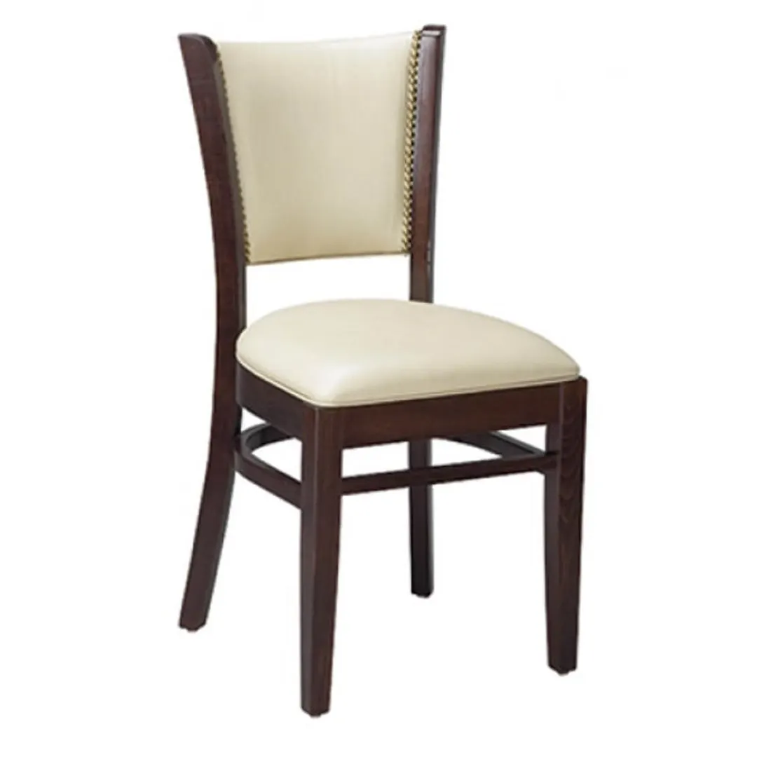 G & A 4632 Indoor Bristol Side Chair with Plain Back and Upholstered Padded Seat, Beechwood Frame