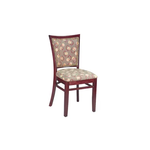 G & A 4650FP NAIL Indoor Checker Side Chair with Plain Back and Padded Seat, European Beechwood Frame