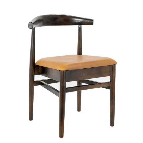 G & A 4680 Braxton Stackable Side Chair, Wood Back, Upholstered Seat, Elm Wood Frame