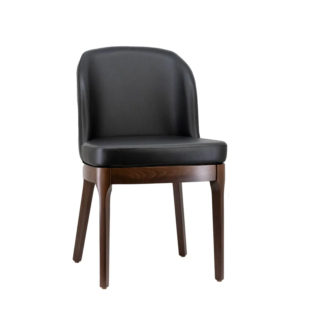 G & A 4686 Indoor Cava Side Chair with Upholstered Seat, Black