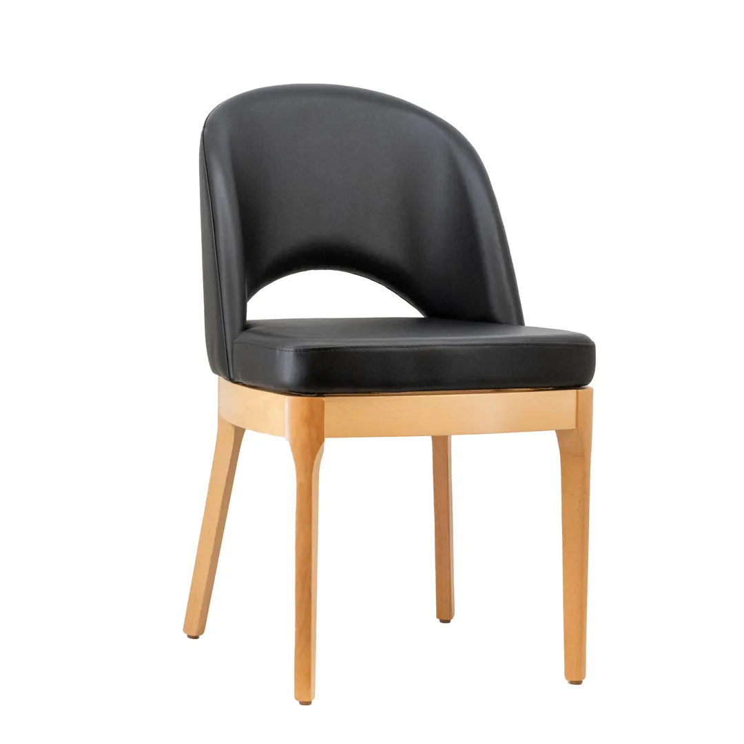 G & A 4687 Indoor Cava Side Chair with Upholstered Seat, Black