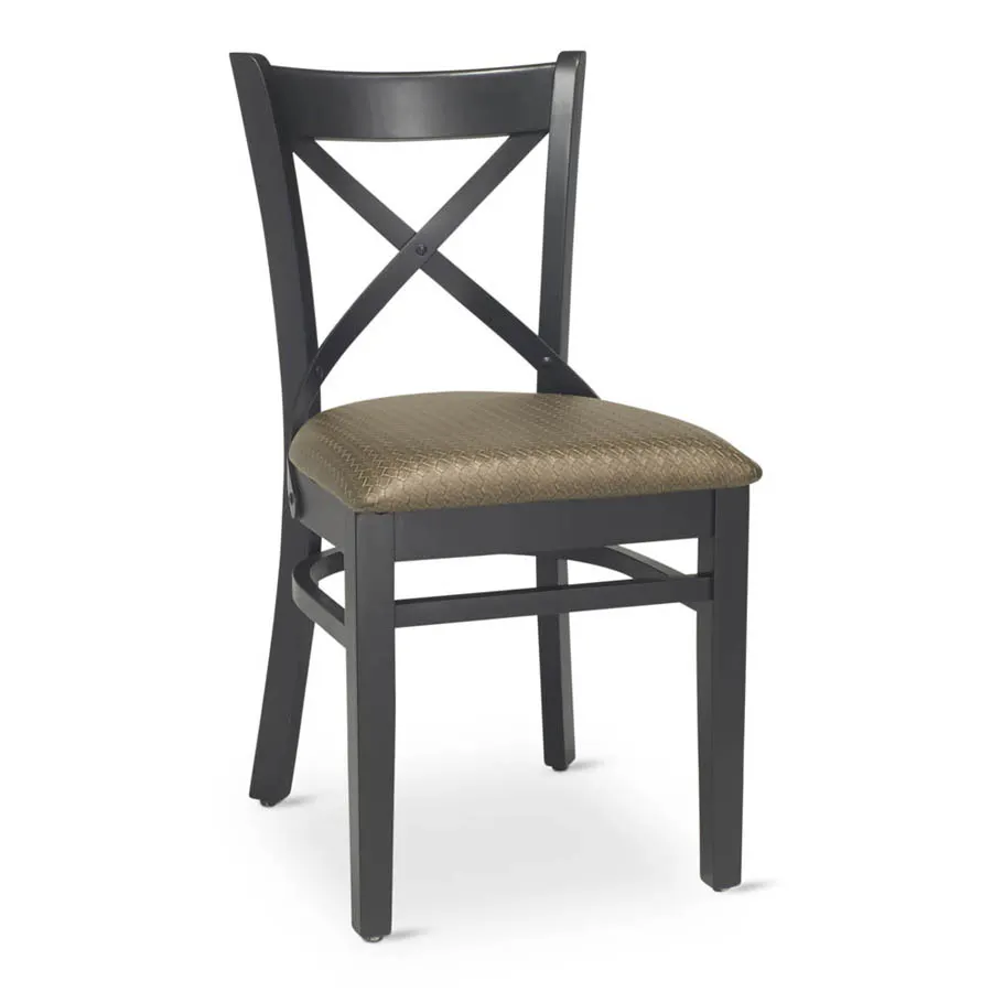 G & A 4877PS Indoor Provence Side Chair with Cross Back and Upholstered Padded Seat, Beechwood Frame