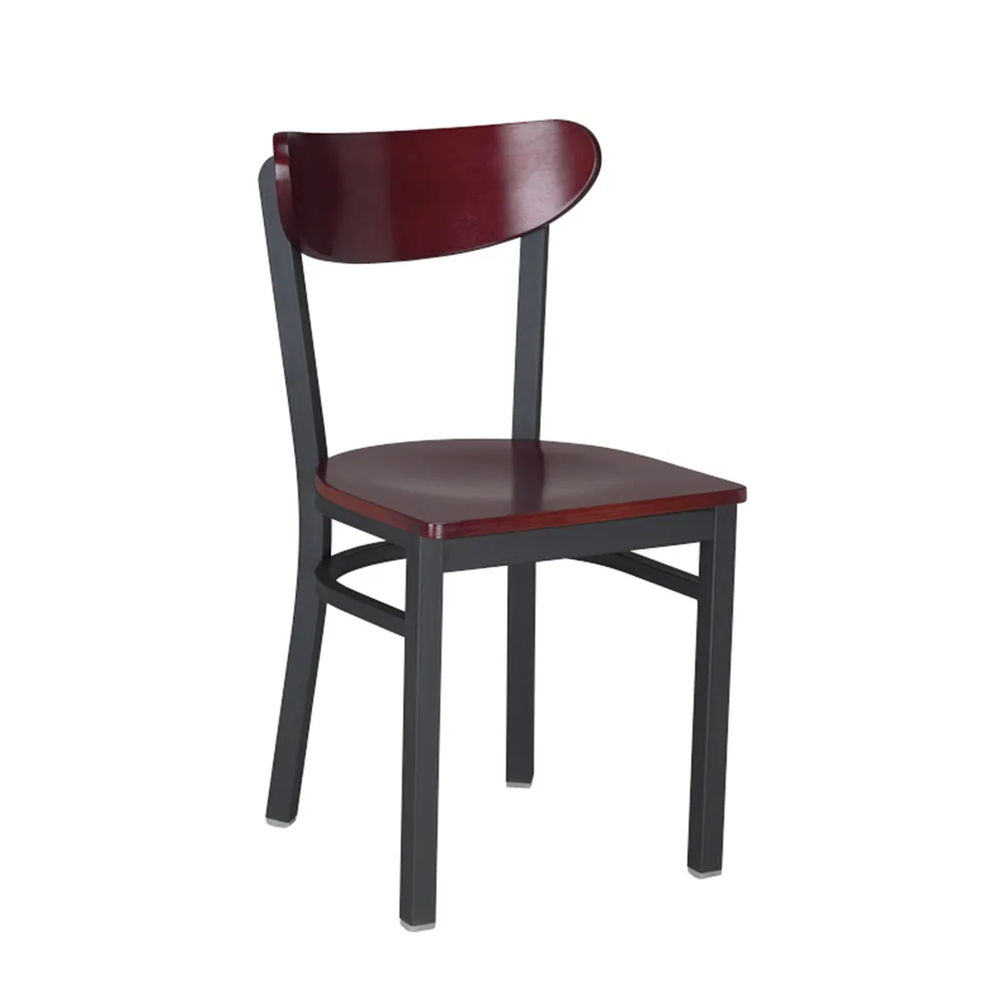 G & A 511VS Indoor Santos Side Chair with with Veneer Back and Seat, Steel Frame with Black Finish