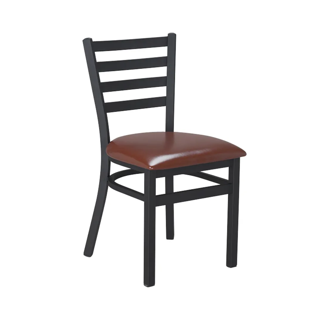 G & A 513-B PS Indoor Dante Side Chair with Ladder Back and Padded Seat, Steel Frame with Black Finish
