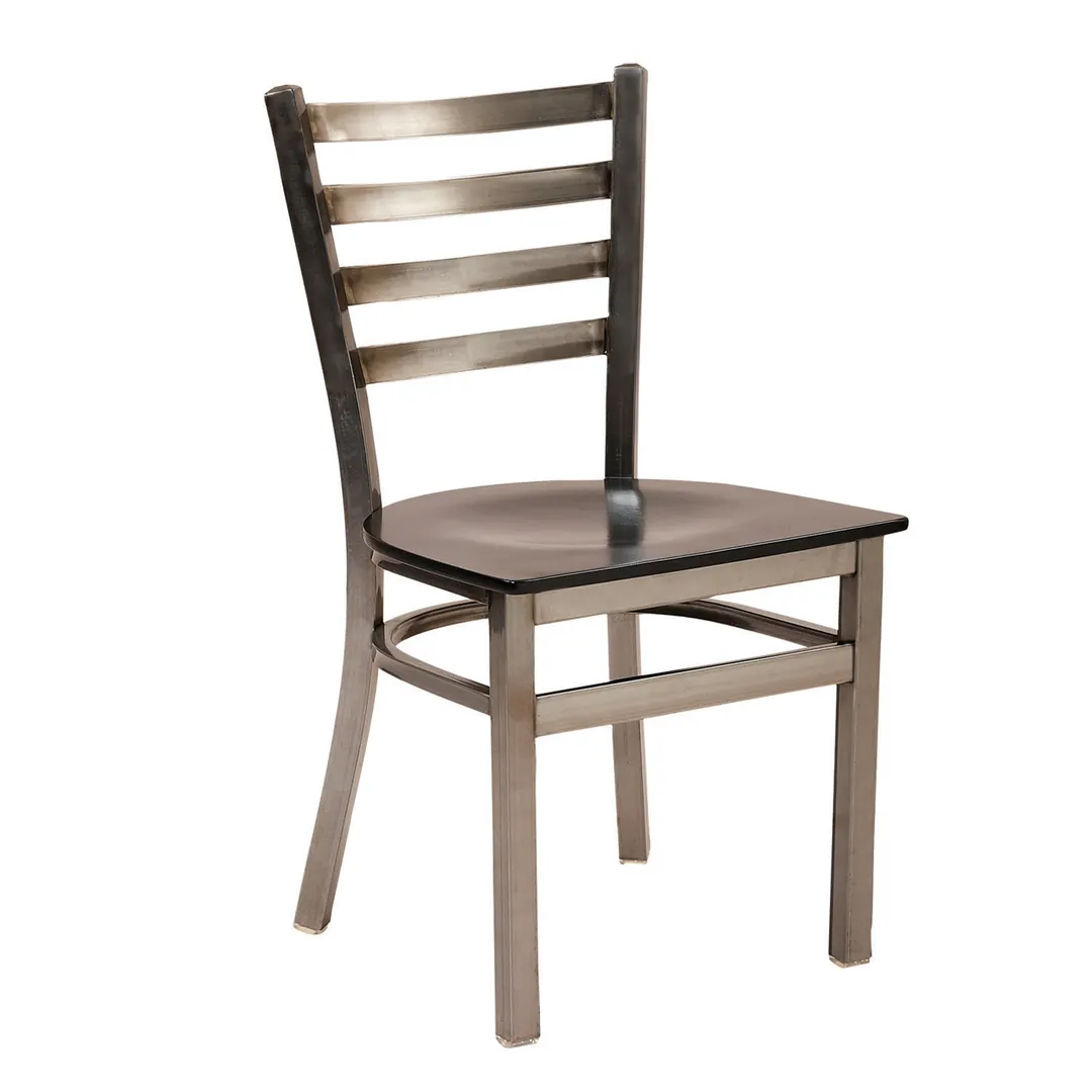 G & A 513-D SS Indoor Dante Side Chair with Ladder Back and Solid Wood Seat, Steel Frame with Distressed Finish