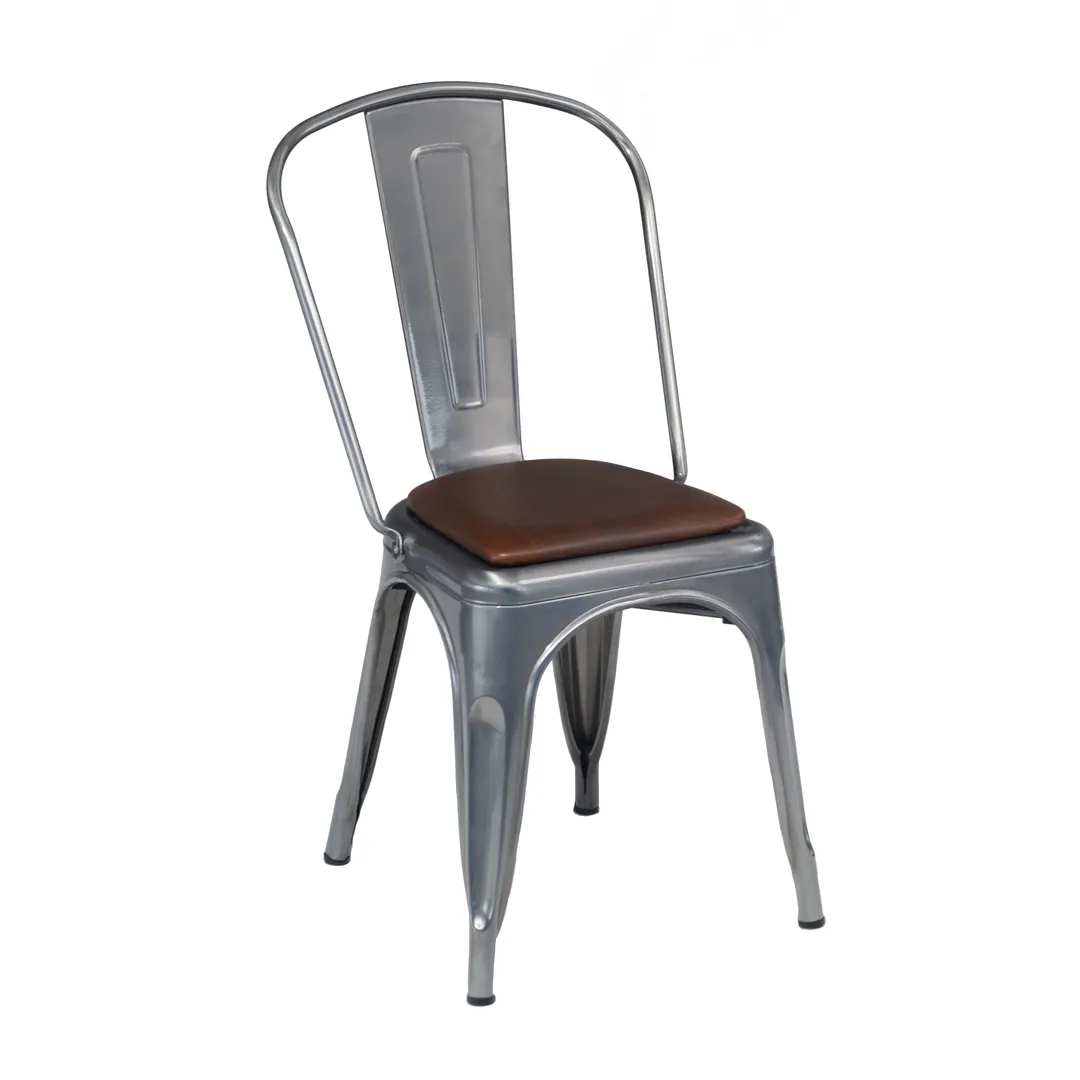 G & A 530-PS Indoor Astor Side Chair with Metal Back and Padded Seat, 12 Gauge Steel Frame Finish