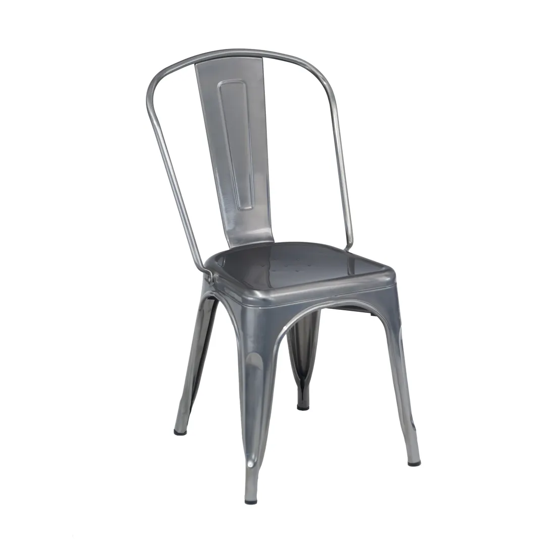 G & A 530-WS Indoor Astor Side Chair with Metal Back and Wood Seat, 12 Gauge Steel Frame Finish