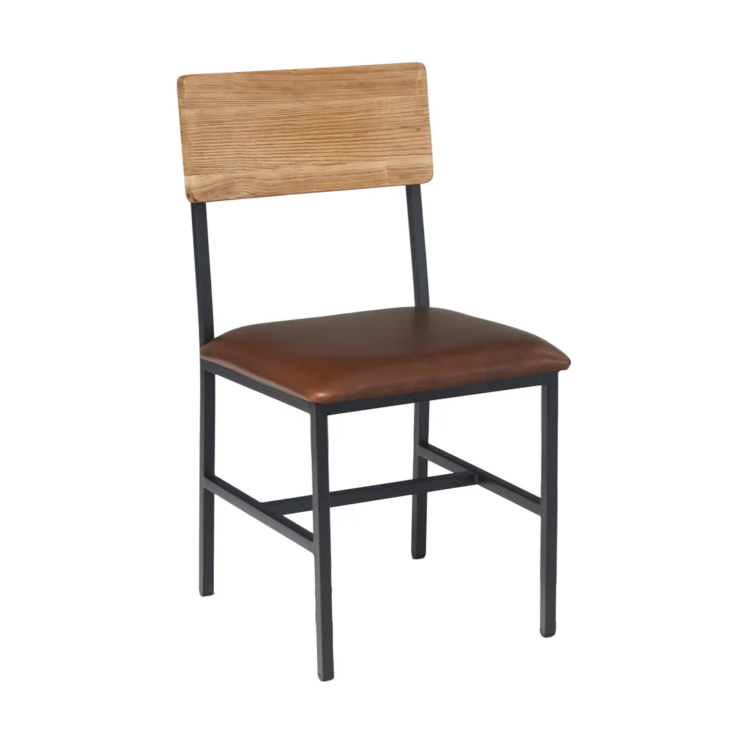 G & A 540-PS Indoor Toledo Side Chair Wood Back, Steel Frame with Powder Coated Black Finish
