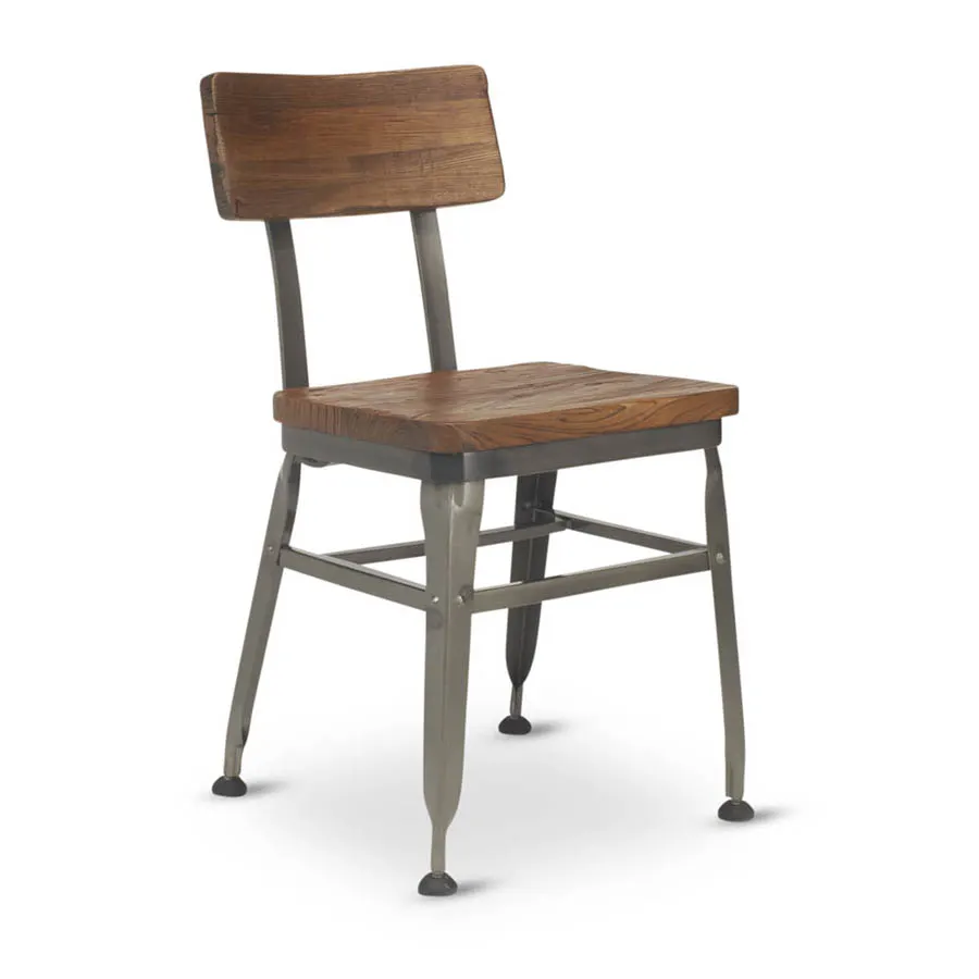 G & A 545-RS Indoor Hudson Side Chair with Wood Back, Distressed Frame Finish, Steel Frame