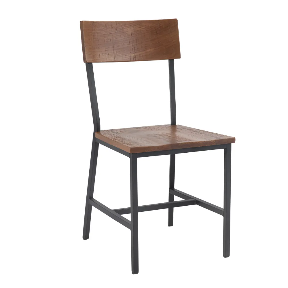 G & A 548-PS Indoor Tyler Side Chair with Wood Back and Steel Frame with Black Finish, Padded Seat