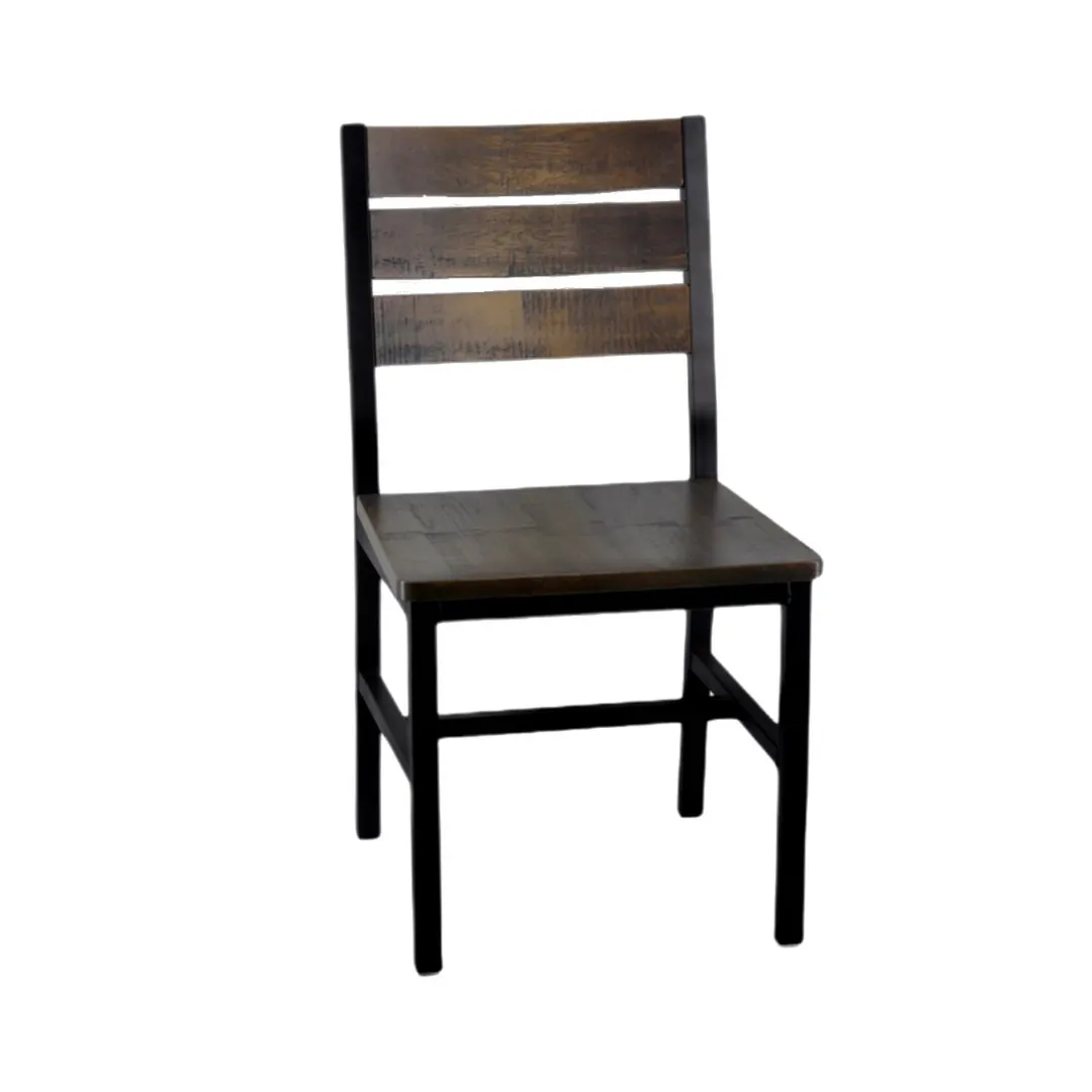 G & A 549-PS Indoor Side Chair with Wood Back, Steel Frame with Black Finish, Distressed Grey