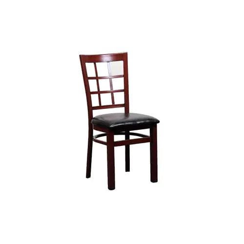 G & A 550-M VS Windsor Side Chair, Grid Back, Veneer Seat, Steel Frame with Mahogany Finish