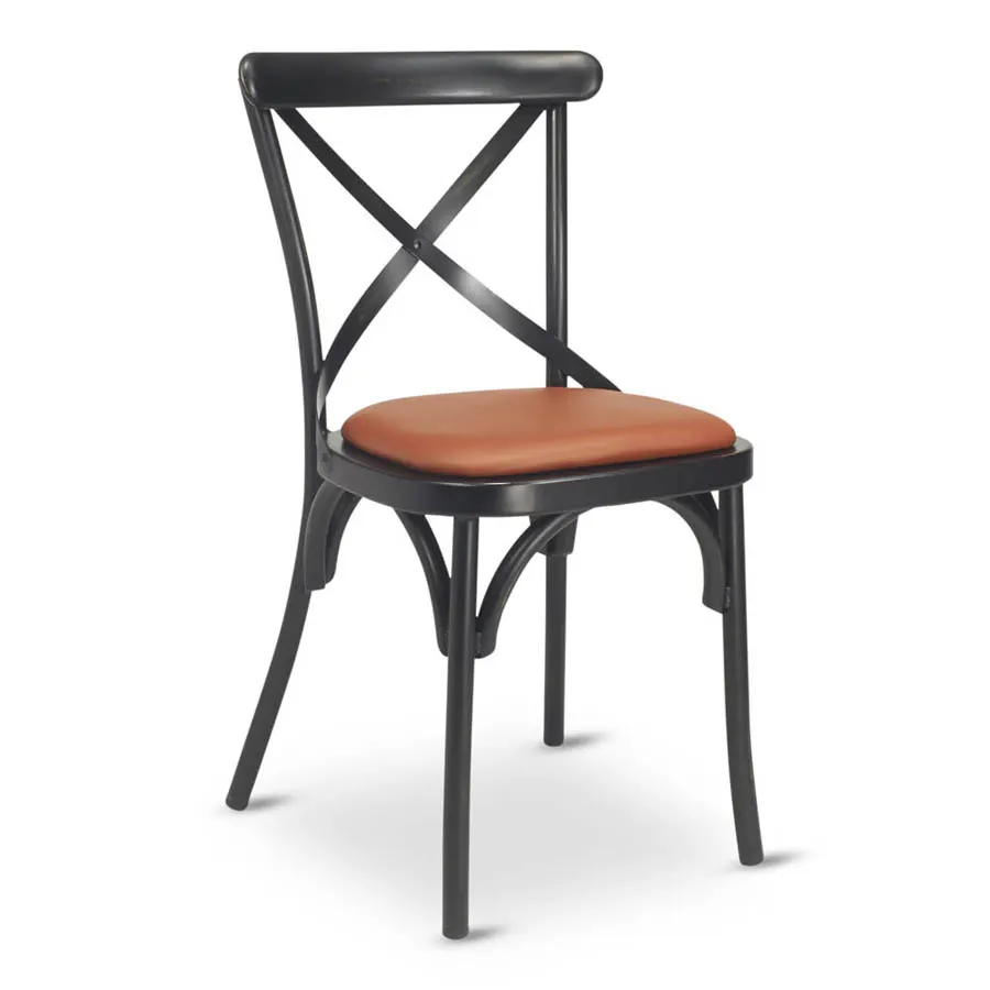 G & A 588PS Indoor Dumont Side Chair with Cross Back and Padded Seat, Steel Frame Chair