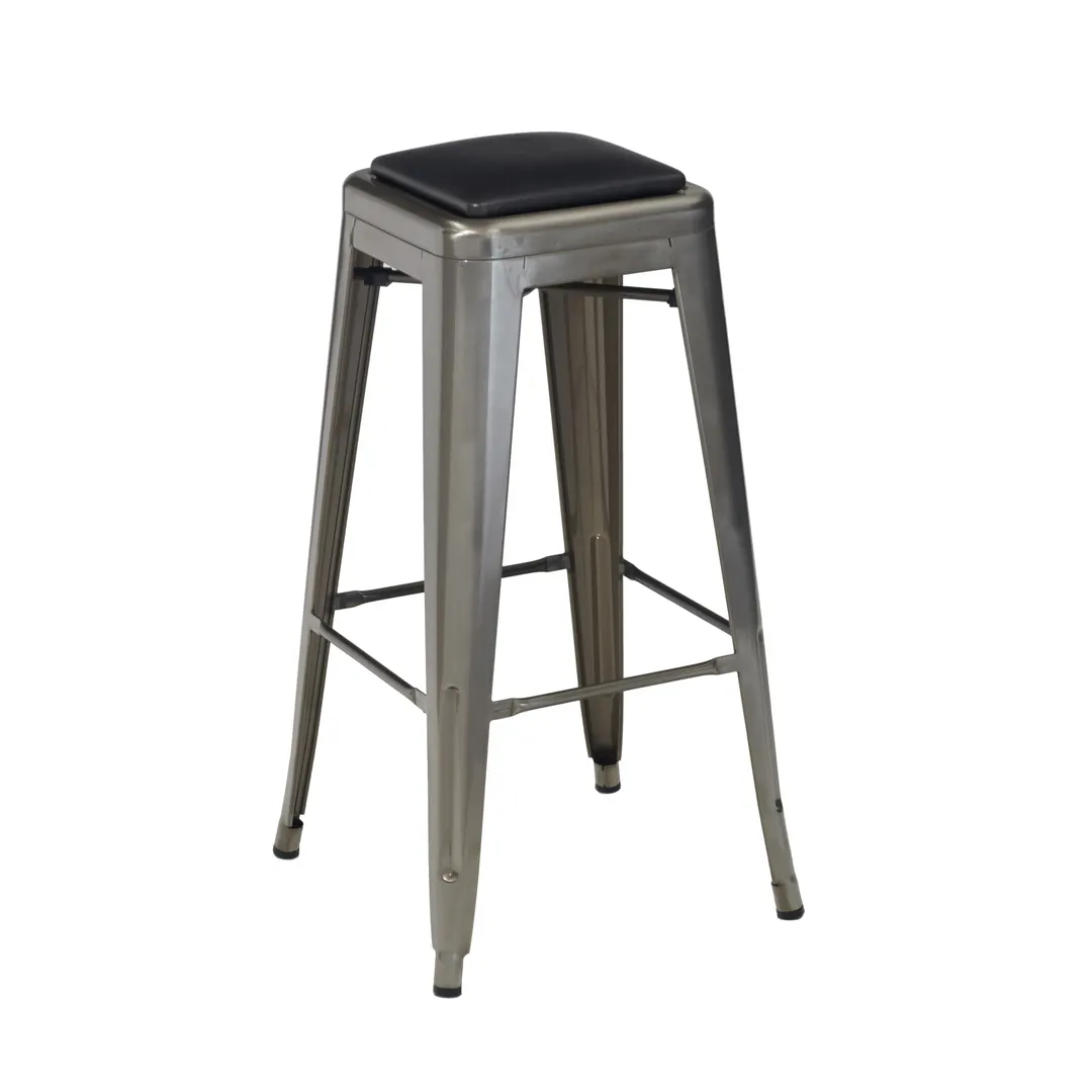 G & A 600-PS Astor Barstool, Backless, Upholstered Padded Seat, 12 Gauge Steel Frame, Non-Marring Plastic Floor Glides