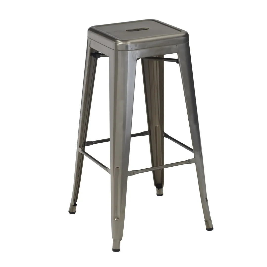 G & A 600-WS Astor Barstool, Backless, Solid Wood Seat, 12 Gauge Steel Frame, Welded Joint, Non-Marring Floor Glides