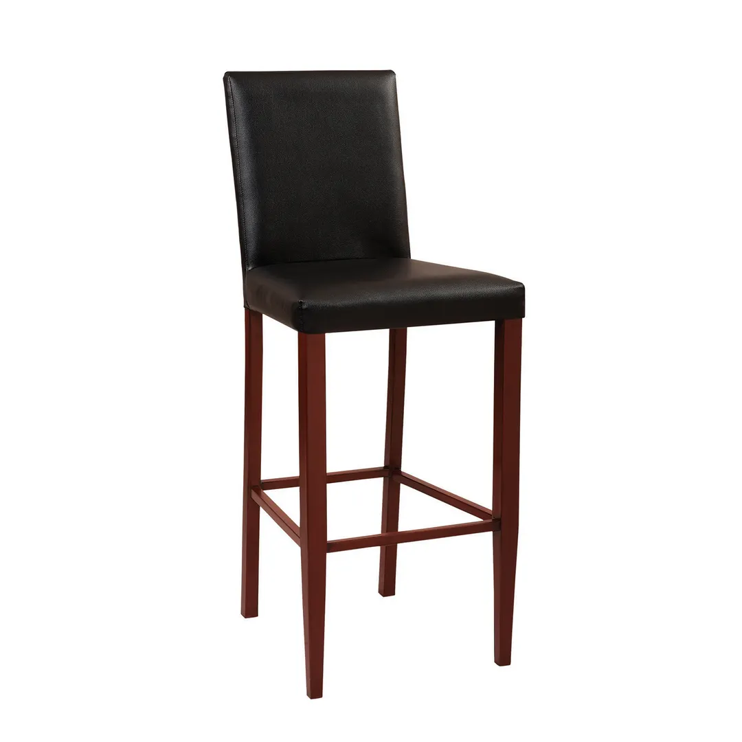 G & A 606-CU Silhouette Barstool, Upholstered Square Back, Padded Seat, Walnut Finish, Metal Frame, Soho Vinyl