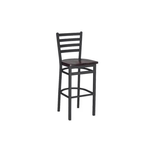 G & A 613-W VS Dante Barstool, Ladder Back, Veneer Seat, Walnut Finish, 18 Gauge Steel Frame, Armless, Metal Base