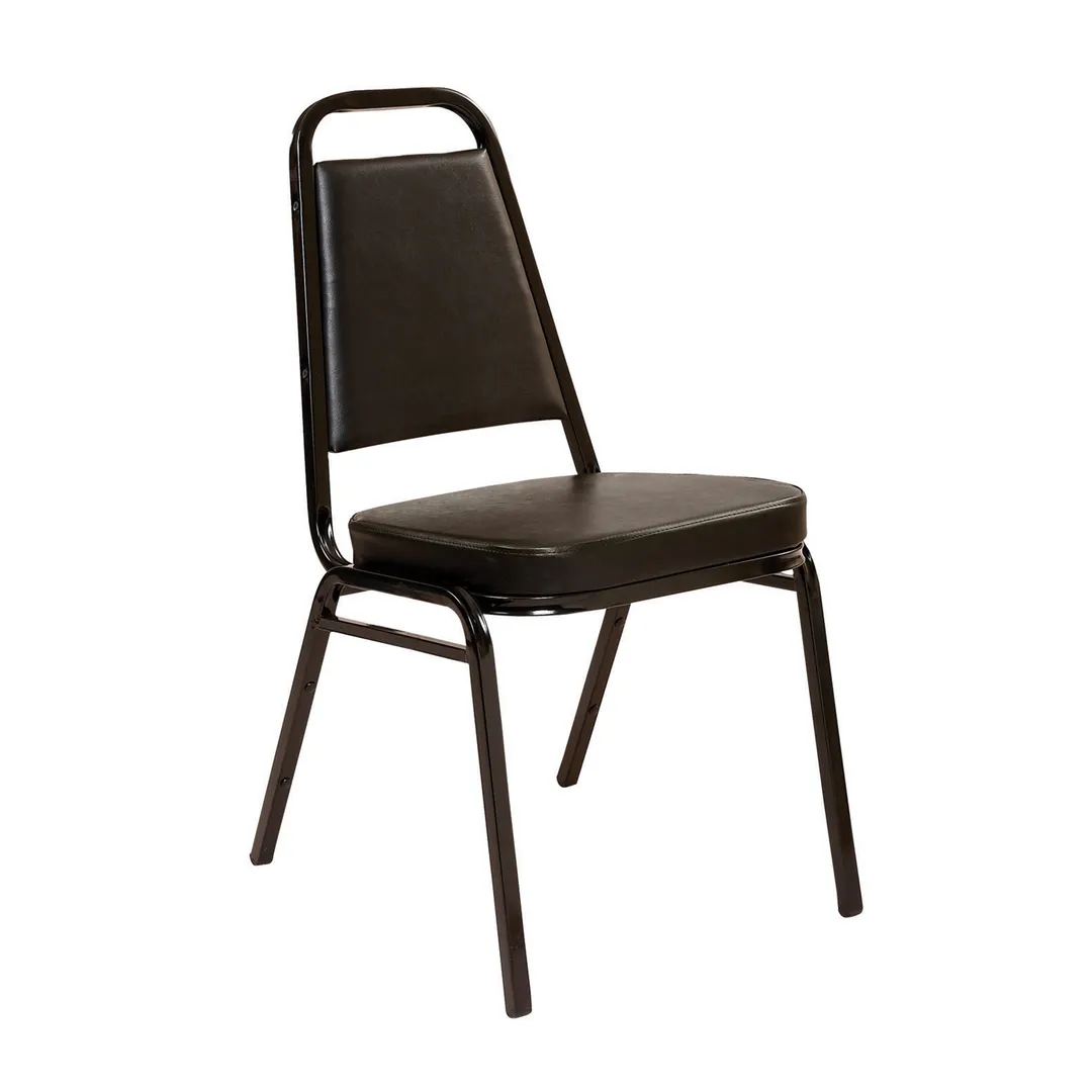G & A 624-2 Stackable Banquet Chair, Black Vinyl Upholstery, Steel Frame, 2" Padded Seat