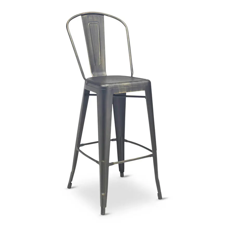 G & A 680-PS Astor Barstool, Metal Back, Upholstered Padded Seat, 12 Gauge Steel Frame, Non-Marring Plastic Floor Glides