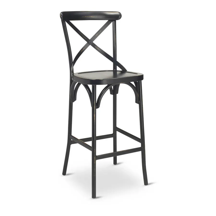 G & A 688 Dumont Barstool – 18‑Gauge Steel Frame, Metal Back, Criss‑Cross Design, Armless Plastic Floor Glides
