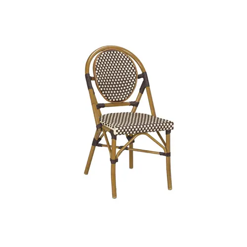 G & A 808 Marina Side Chair, Indoor/Outdoor, Stacking, Woven Nylon Back & Seat, Aluminum Frame